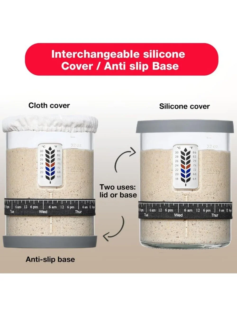 2 Pack Large Sourdough Starter Jar Kit - 40oz Glass Containers with Accessories